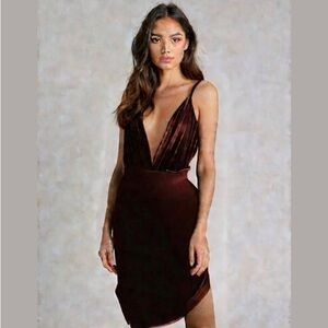 Cocktail velvet dress deep wine